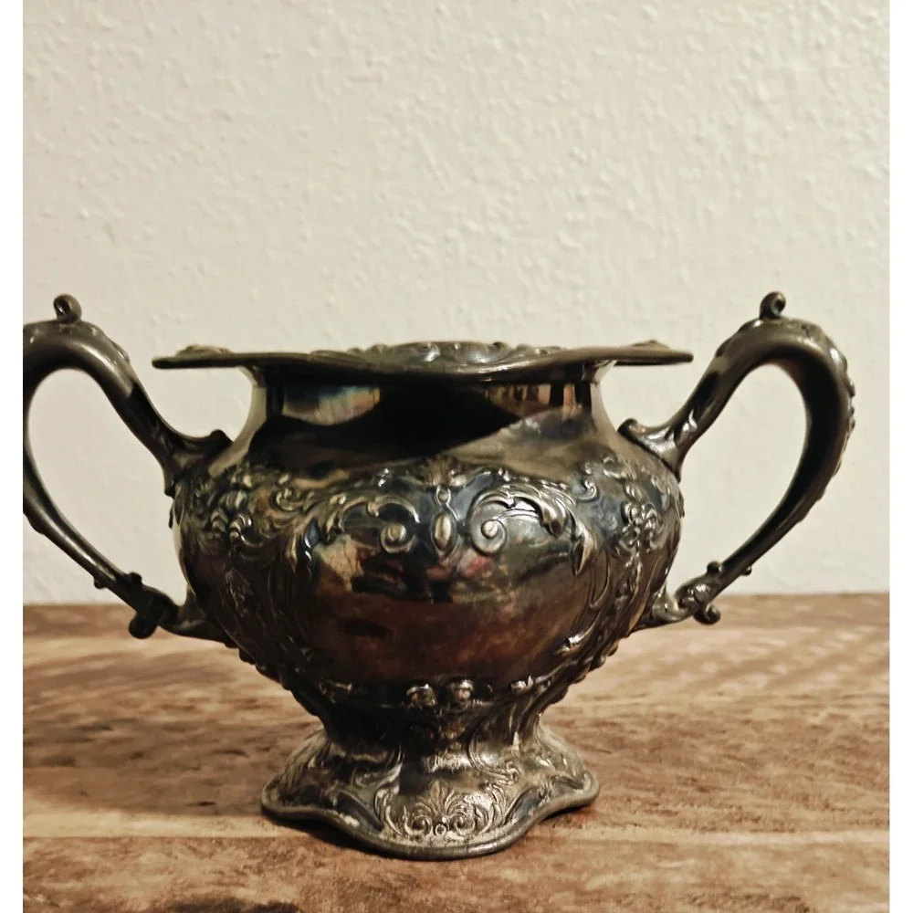 Antique American Silver Plate Ornate sugar Bowl